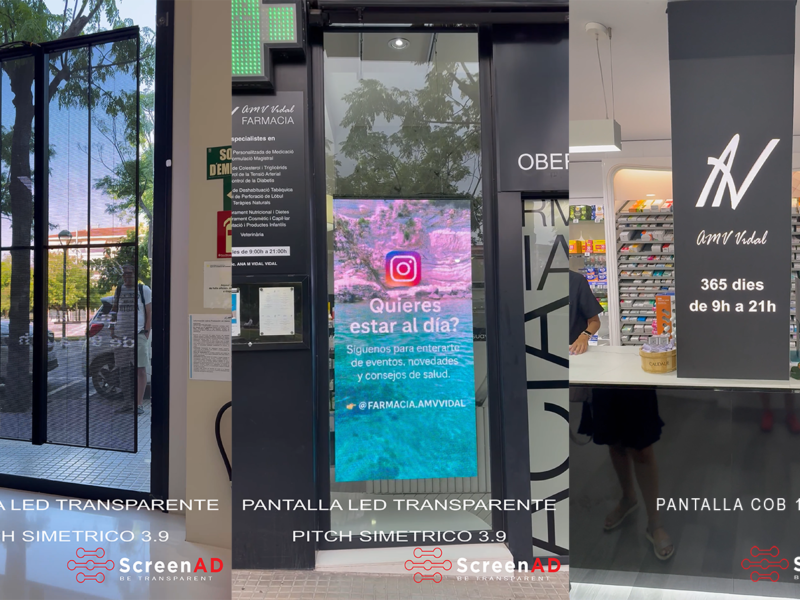 Pantallas LED transparente y COB Farmacia AMV Vidal