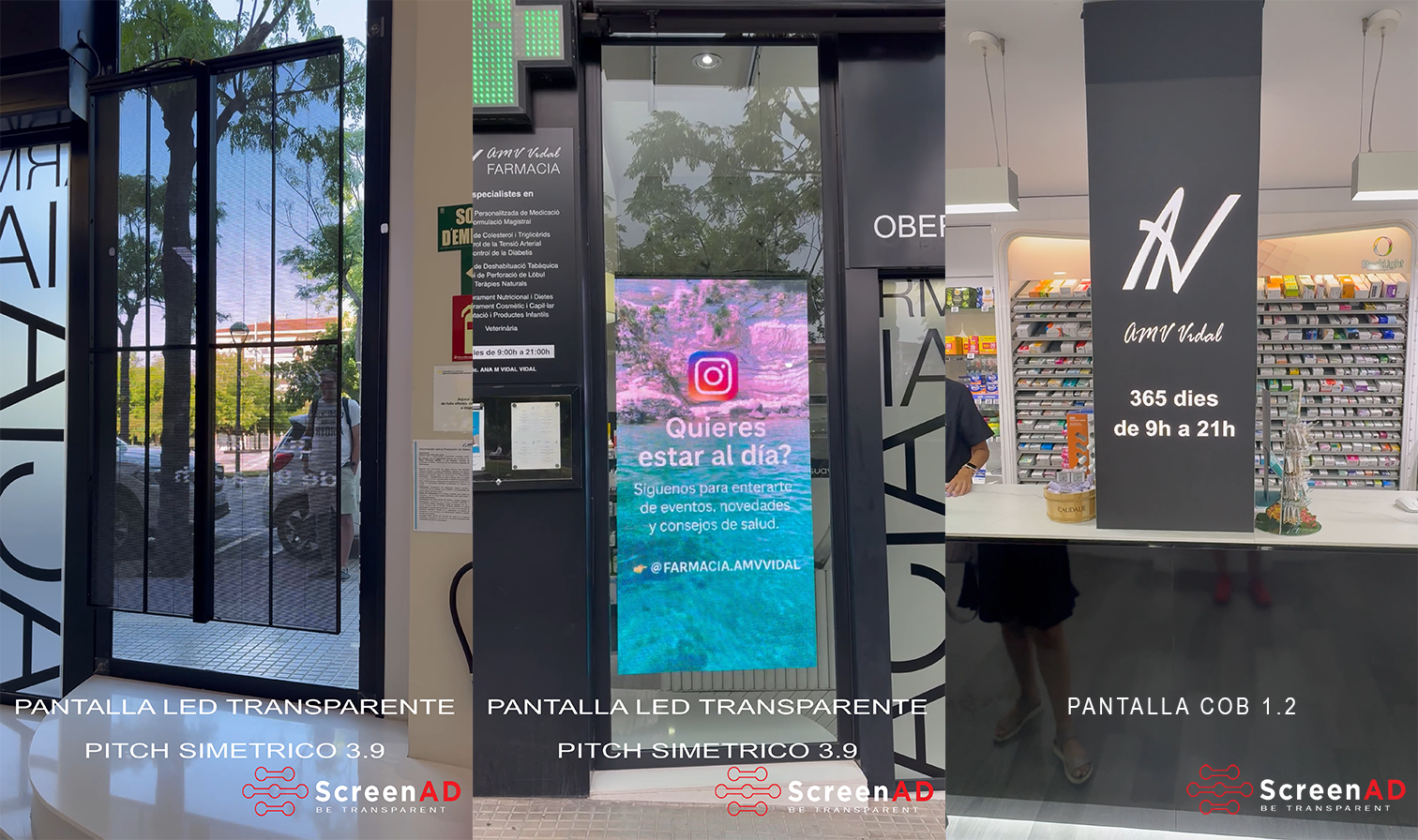 Pantallas LED Transparente y COB en Farmacia AMV Vidal